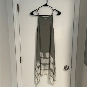 miami Olive and Ivory High-Low Tie-Dye Maxi Dress
